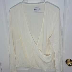 Essentials Off-White Wrap Long Sleeve Top